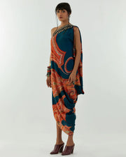 Deep Teal Rasa One Shoulder Dress