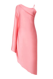 Pink One Shoulder Draped Dress