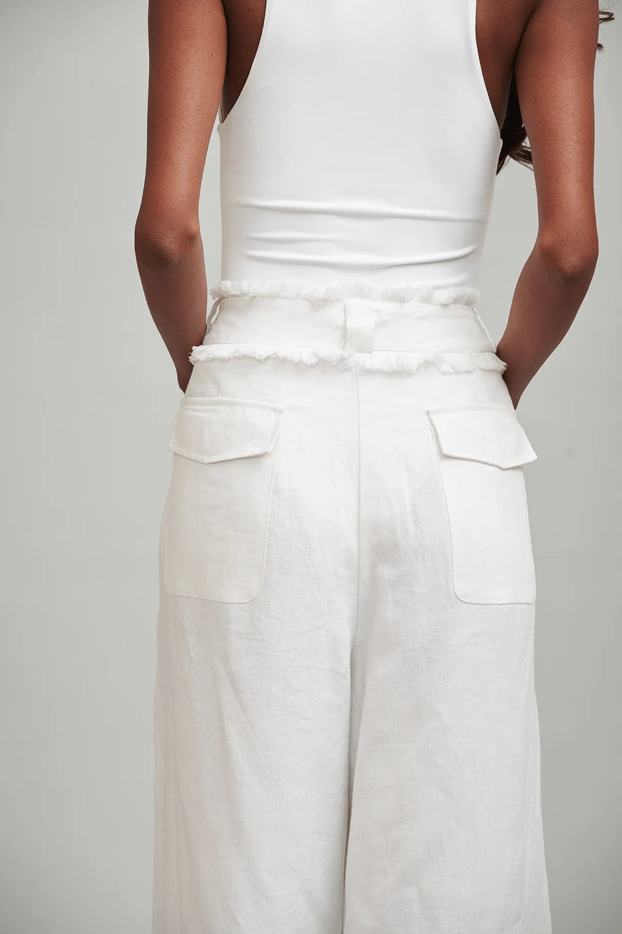 White Linen Pants With Slits, Hakama Pants, Linen Summer Pants