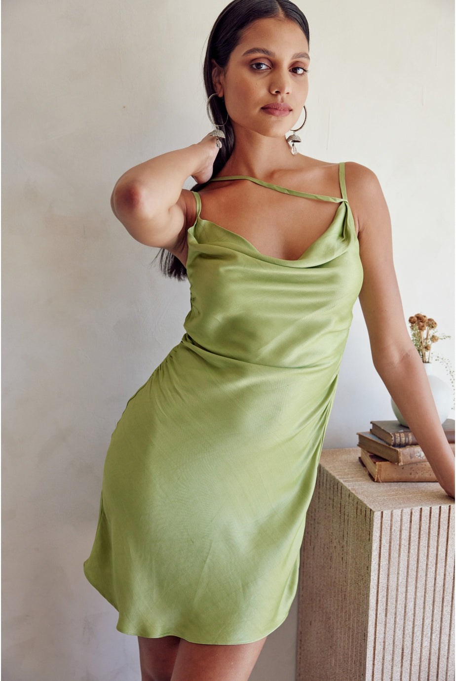 Zaina Lilac | Cowl Neck Satin Slip Dress