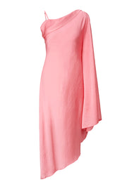 Pink One Shoulder Draped Dress