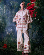 Ivory Multicolour Embroidered Pant Set