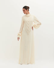 Ivory Mala Gown With Sleeves