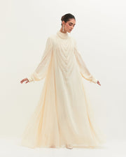 Ivory Mala Gown With Sleeves