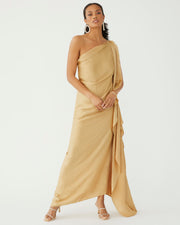 CHAMPAGNE ONE SHOULDER MAXI