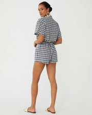 NAVY CHECK SHORT SET
