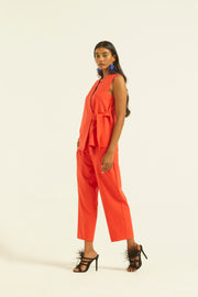 SLEEVELESS CORAL SIDE TIE SET